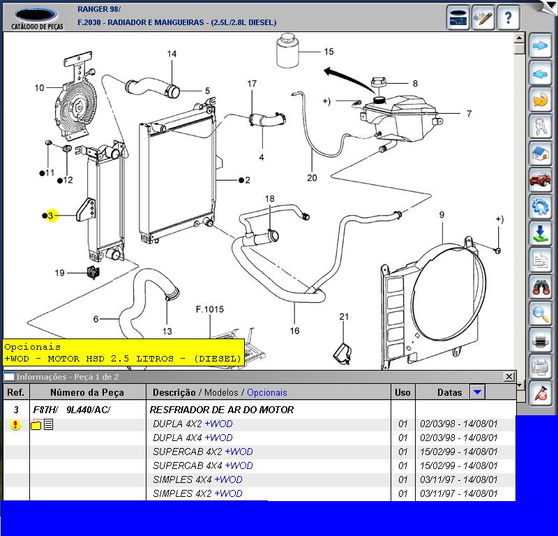 Intercooler resfriador de ár ranger 2.5 diesel maxion 98a01